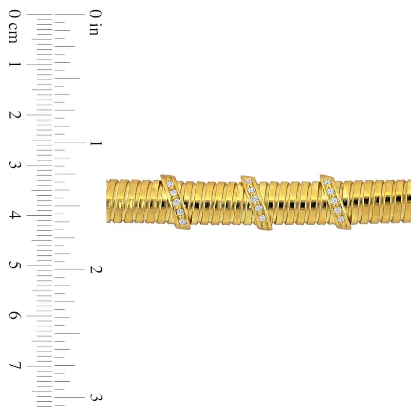 Miadora 3/4ct TGW Cubic Zirconia 9mm Bombe Omega Bracelet in Yellow Silver-6.5+1.5in