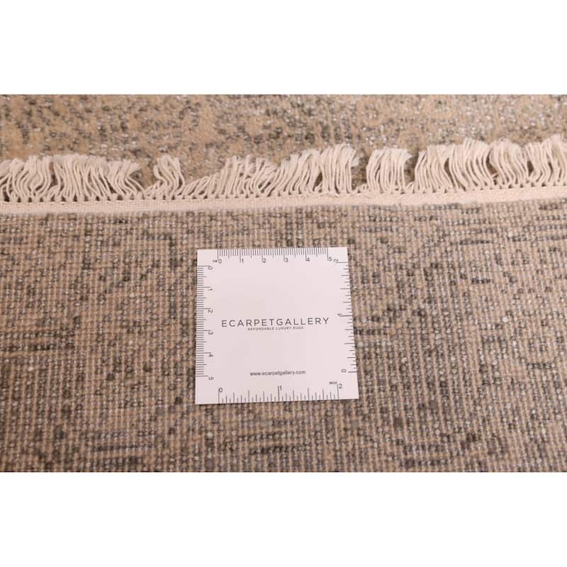 ECARPETGALLERY Hand-knotted Heritage Tan Silk, Wool Rug - 2'6 x 10'2