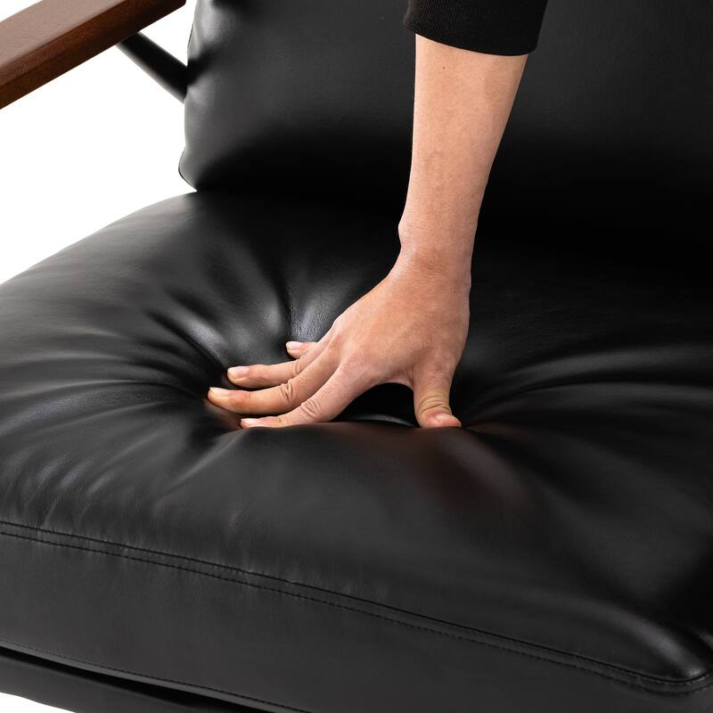 Glitzhome Leatherette Accent Armchair With Metal Frame
