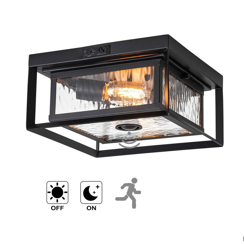 C Cattleya 2-Light Motion Sensor Outdoor Flush Mount Ceiling Light
