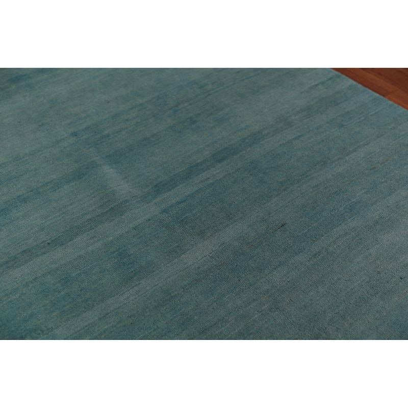 Modern Aqua Gabbeh Oriental Area Rug Handmade Wool Carpet - 5'7" x 7'9"