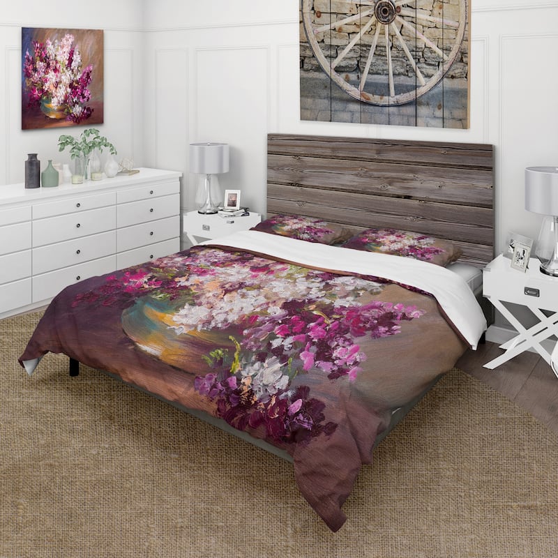 Designart 'Bouquet Of Lilacs Still Life' Traditional Duvet Cover Set