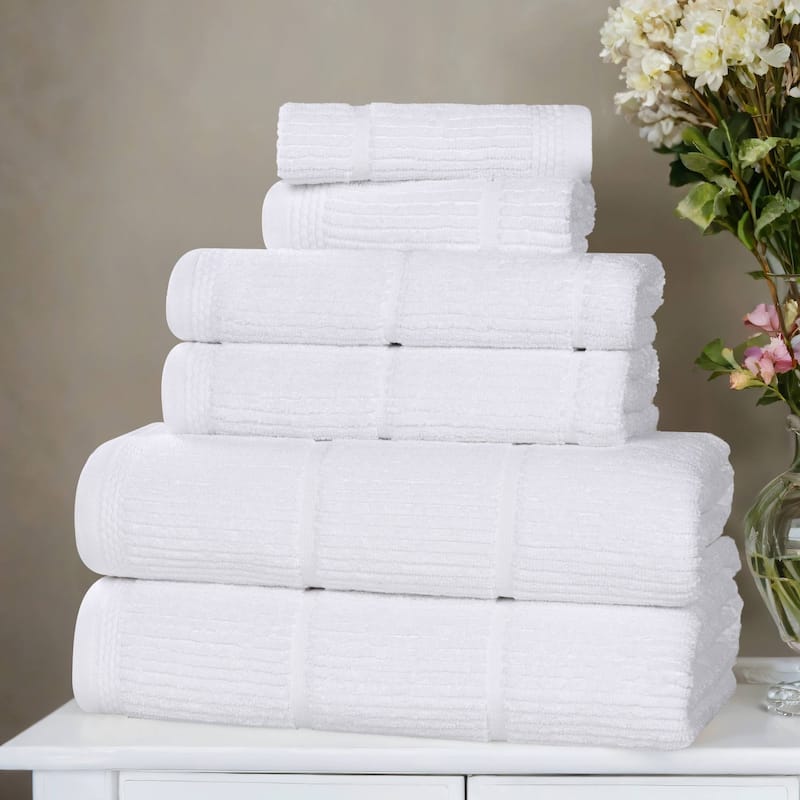 Superior Milo Smart Twist Viscose Cotton Blend 6 Piece Towel Set - White