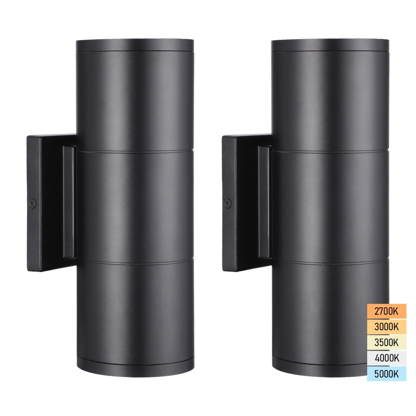 2 Pack 5CCT LED Wall Light Outdoor, 120-277V Up Down Wall Sconce