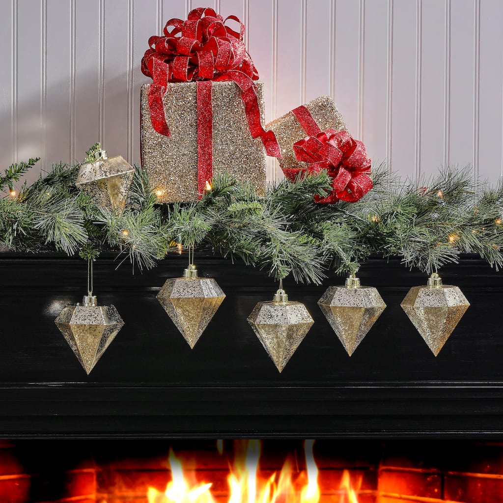 5" Mercury Shatterproof Plastic Diamond Ornament Set of 2