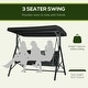 preview thumbnail 4 of 16, Outsunny 3-Seat Patio Swing Chair, Outdoor Canopy Swing Glider with Cushion with 3 Throw Pillows & Adjustable Shade for Porch