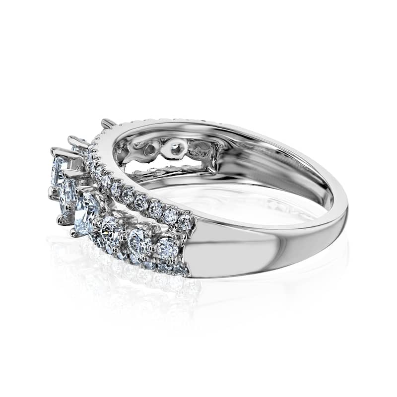 Kobelli 1 Carat Natural Diamond 10k Gold Mixy Triple Strand Diagonal Ring