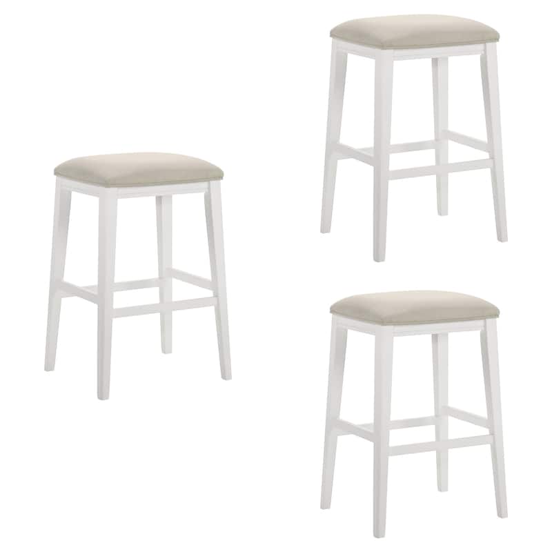 Jane Contemporary Transitional Backless Wood Counter Height Kitchen Bar Stool with Fabric Upholstered Seat