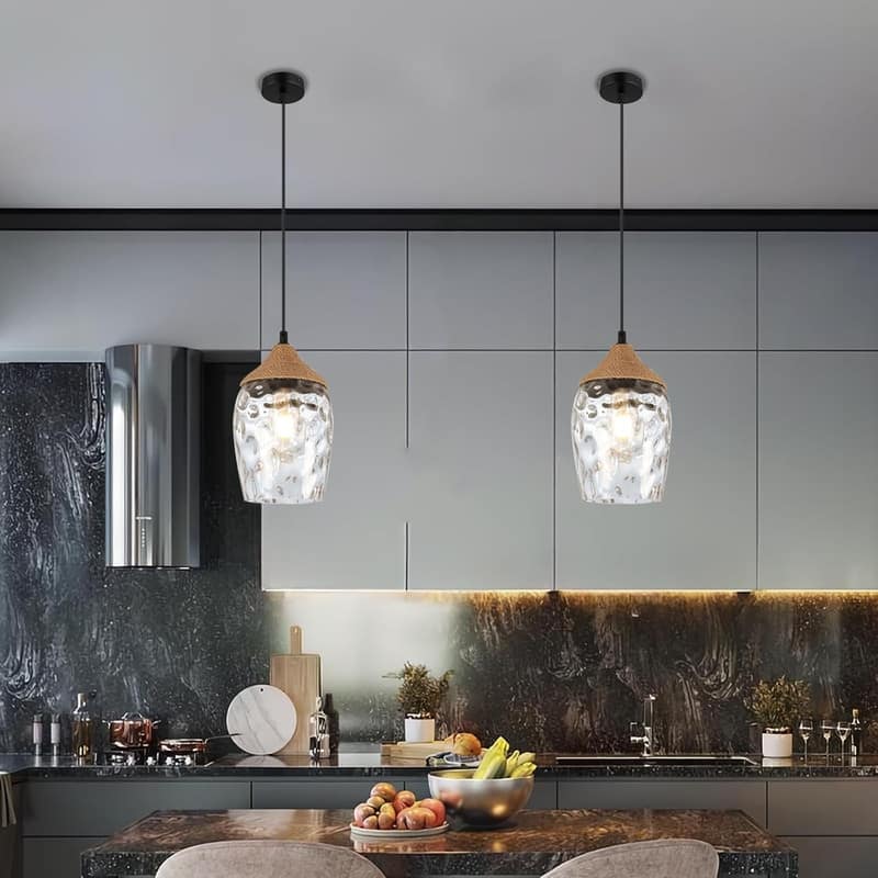 5.9” Pendant chandelier clear hanging lamp glass light fixtures - N/A