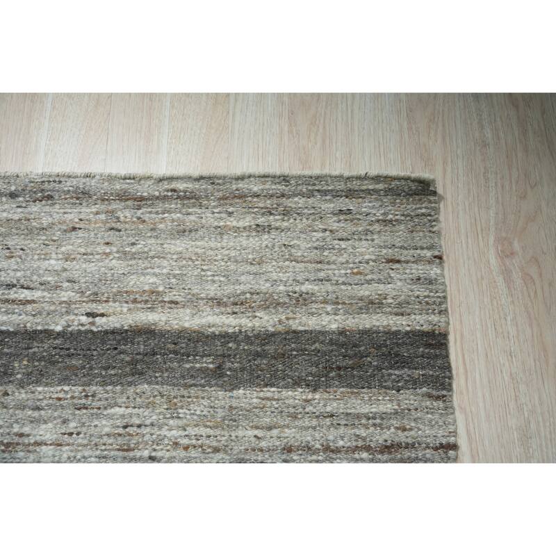 Light Gray Hand-Woven Wool Contemporary Natural Wool Flat Area Rug