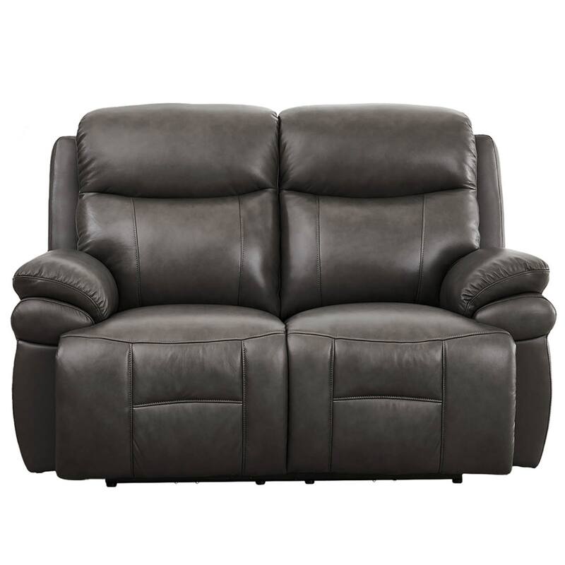 Hydeline Springdale Zero Gravity Power Recline and Headrest Top Grain Leather Loveseat - Concord Grey