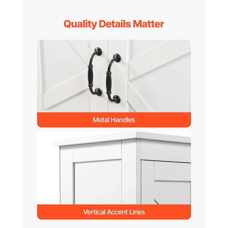 Freestanding Bathroom Cabinet with 4 Doors for Home Storage - 11.8 x 23.6 x 43.3 in