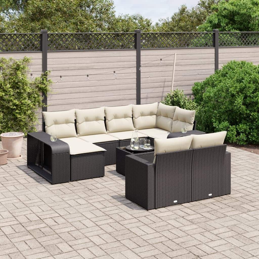 vidaXL Patio Sofa Set with Cushions Lounge Sofa Sections 11 Piece Poly Rattan