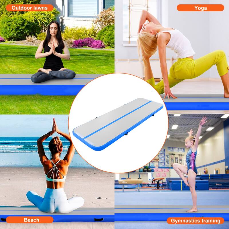 Gymnastics Air Mat, 4 inch Thickness Inflatable Gymnastics Tumbling Mat, Tumble Track with Electric Pump, Training Mats - 10 ft