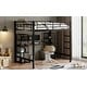 preview thumbnail 13 of 21, Full Size Metal Loft Bed with Built-in Desk, Shelves, and Full-Length Guardrails, Gold