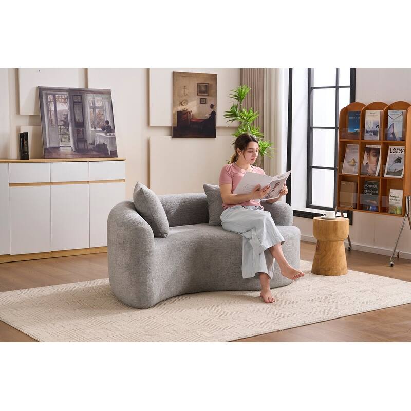 Single S-Curved Chenille Sofa Chair, No Assembly
