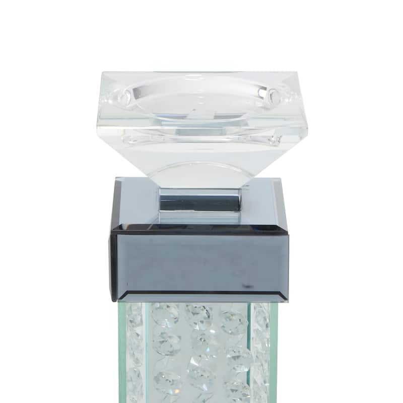 Glass Pillar Candle Holder with Floating Crystals