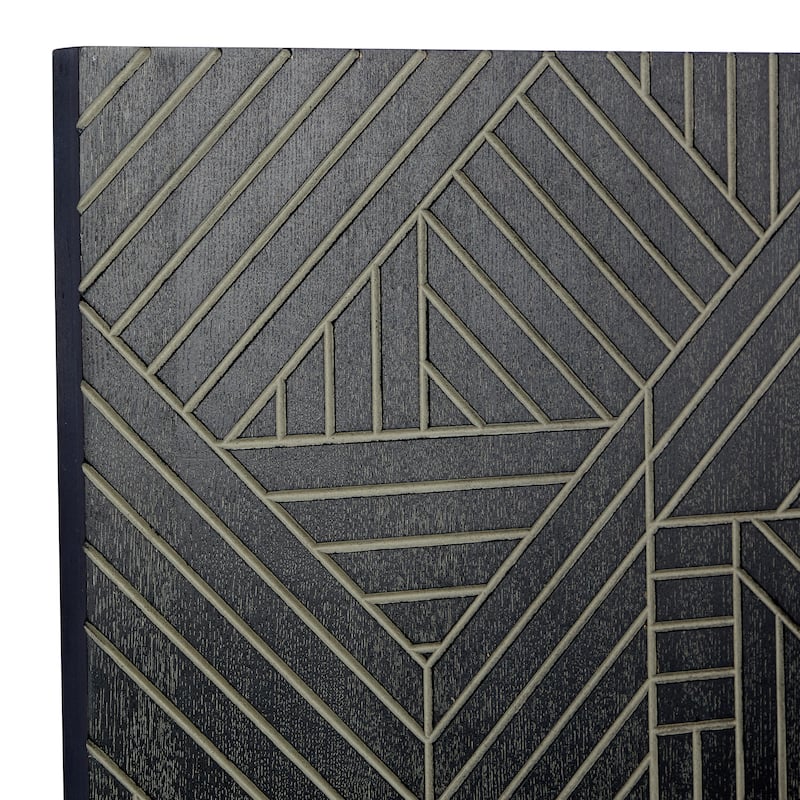 Wood Geometric Linear Wall Decor - Black - Roche River Decor