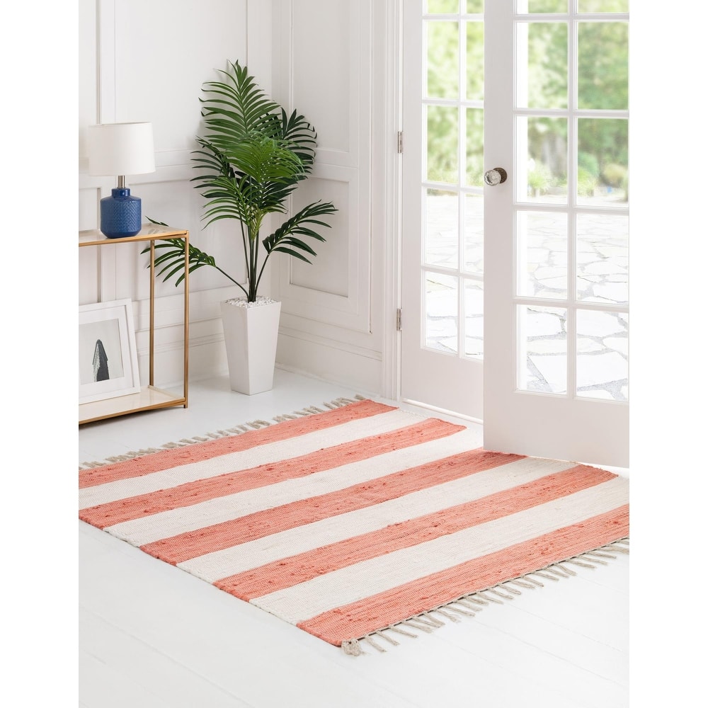 Solid/Striped Emaburn Collection Area Rug