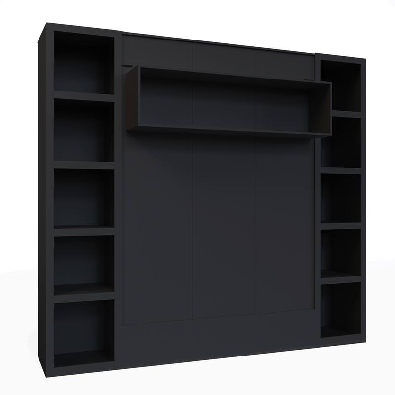 Easy-Lift Full Murphy Wall Bed with Two Bookshelves
