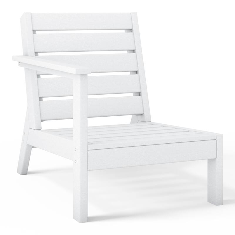 Birchwood All Weather HDPE Outdoor Patio Deep Seating White Left Arm Facing Chair With Cushions (1-Piece)