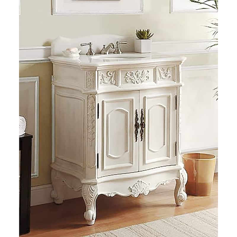 31" Benton Collection Fiesta Antique Style White Bathroom Vanity