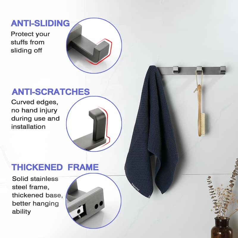 Heavy-duty Stainless Steel Towel Hook With 4 Hooks
