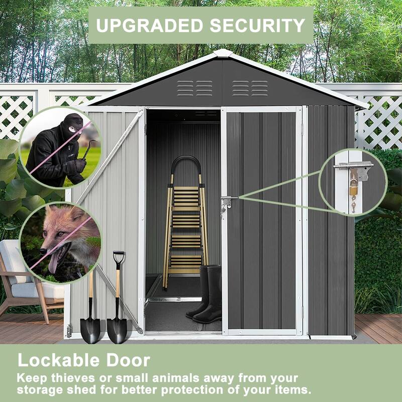 6 ft. W x 4 ft. D Electro-Galvanized Outdoor Metal Storage Shed