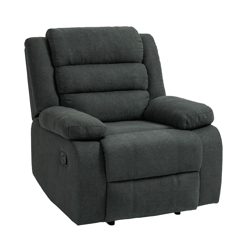 Modern Upholstered Recliner Chair with Adjustable Backrest - Dark Grey Single