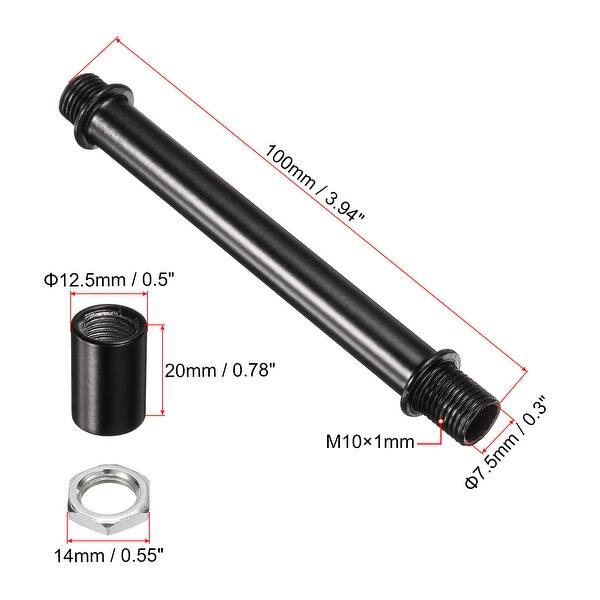 6set M10x1 Threaded Extension Rod Kit 100mm Coupling Nut with Pipe Hex ...