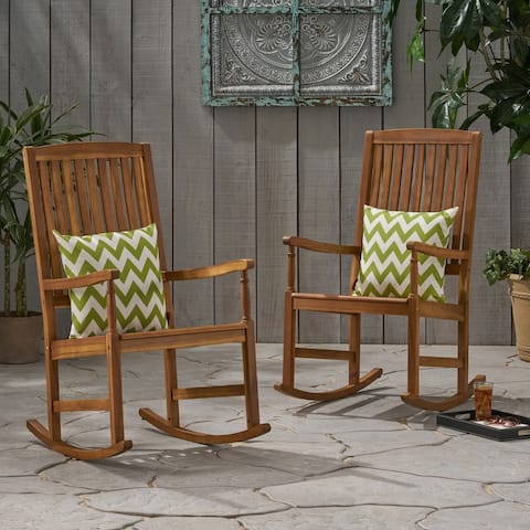 Arcadia Acacia Wood Rocking Chairs (Set of 2) by Christopher Knight Home