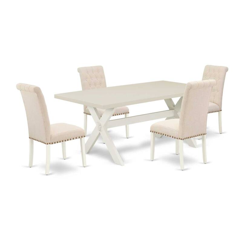 5-Piece Dining Room Table Set with 4 Parson Chairs - Rectangular Kitchen Table and Dining Chairs - 72