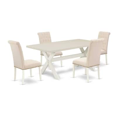 5-Piece Dining Room Table Set with 4 Parson Chairs - Rectangular Kitchen Table and Dining Chairs - 72