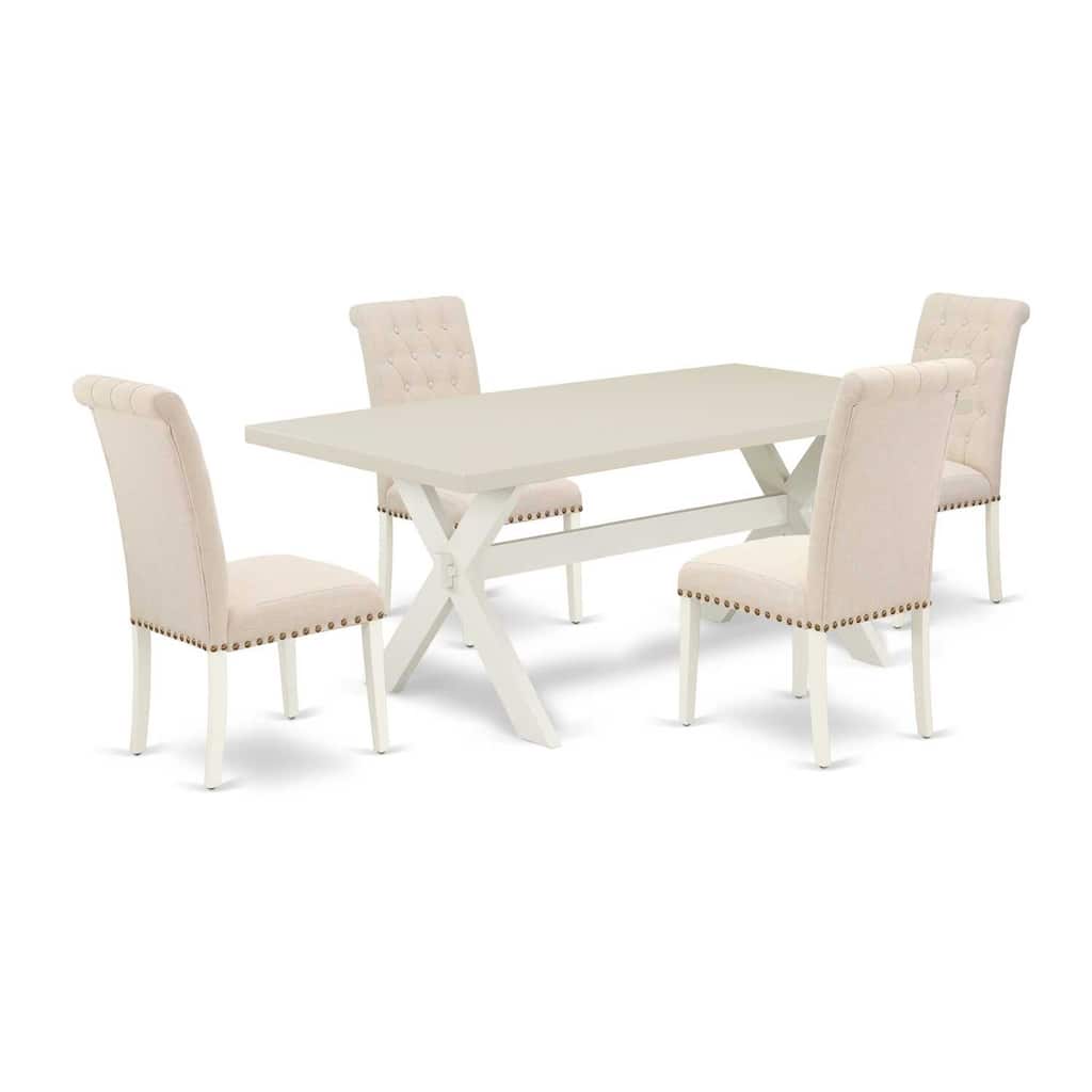 5-Piece Dining Room Table Set with 4 Parson Chairs - Rectangular Kitchen Table and Dining Chairs - 72