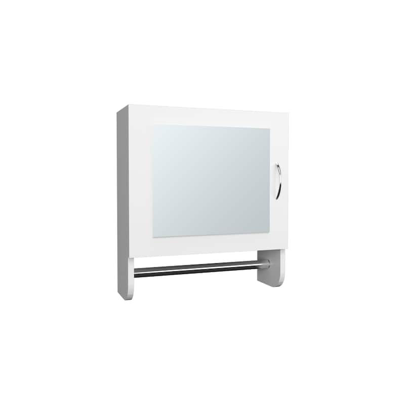 Wall-Mounted Medicine Cabinet - 19.7" H, 17.7" W, Mirrored Door, 2 Shelves, Towel Rack, Bathroom & Kitchen Storage