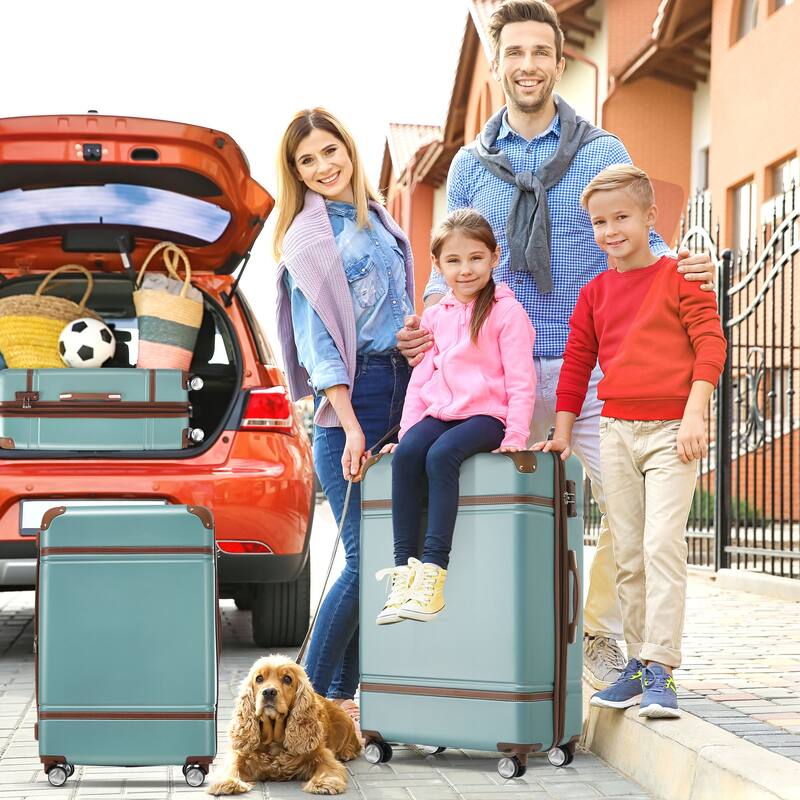 Lightweight 3-Piece Hardshell Luggage Set with TSA Lock, 20" + 28" Luggage & Cosmetic Case