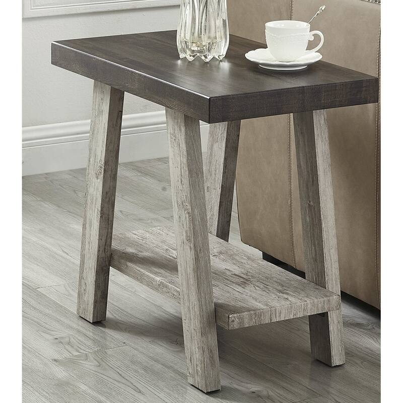23.5" Modern Rectangular Side Table with Storage Shelf and Splayed Legs for Living Room or Bedroom