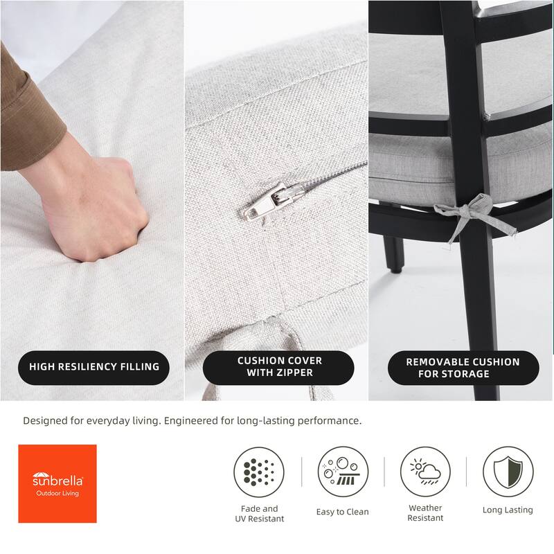 Outdoor Patio K/D Aluminum Stationary Dining Chairs 4PCS Black