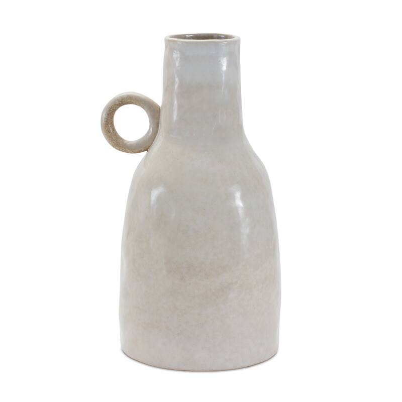 11" Gray And White Ceramic Round Table Vase - 6.25