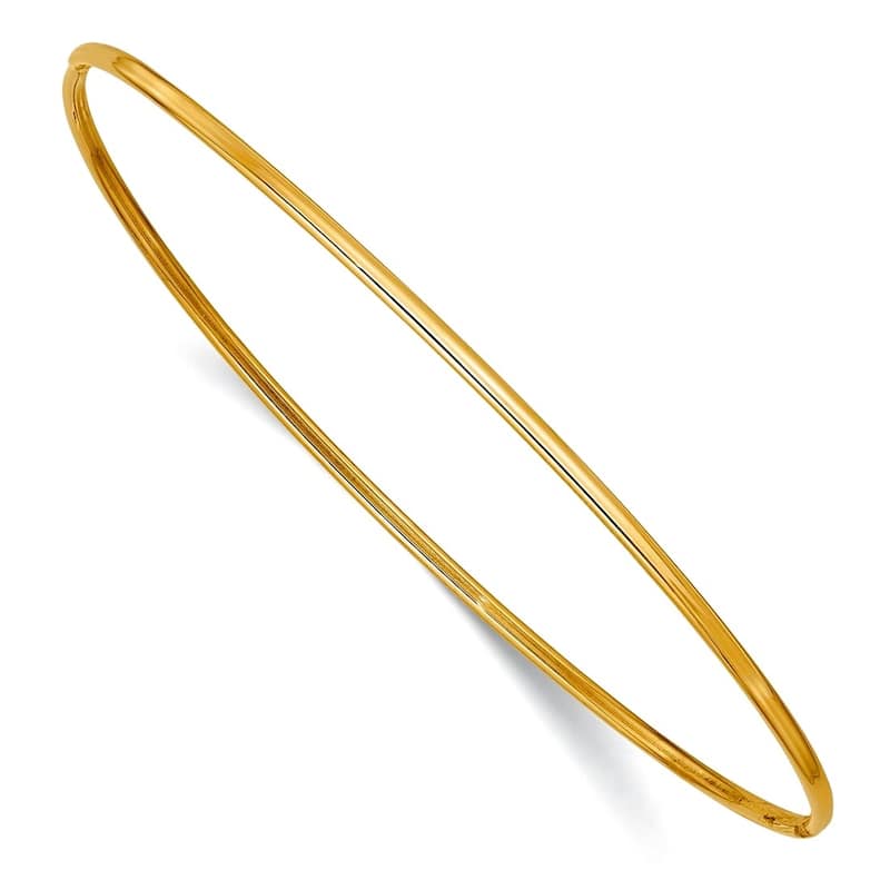 Curata 10k Yellow, Rose or White Gold 8" 1.5mm Polished Slip on Thin Stackable Bangle Bracelet