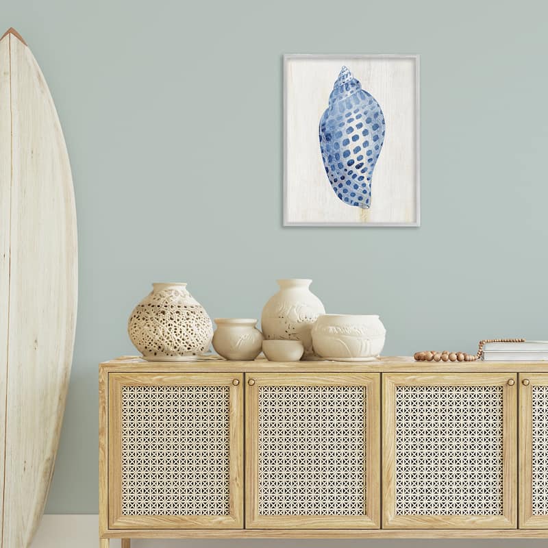 Stupell Spotted Blue Cowrie Shell Framed Giclee Art Design By Susan Arnot