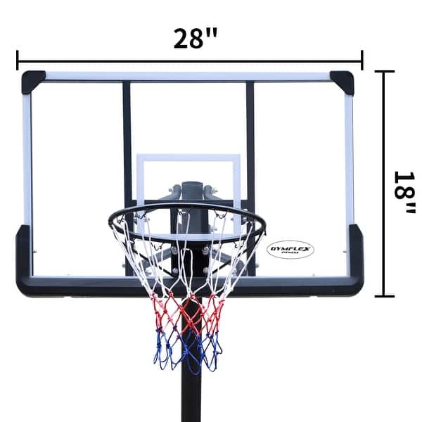 dimension image slide 1 of 2, Portable 6-10ft Adjustable Basketball Hoop, 44-Inch Backboard, Stable Base - 44'' x 28'' x 6" (L x W x H)