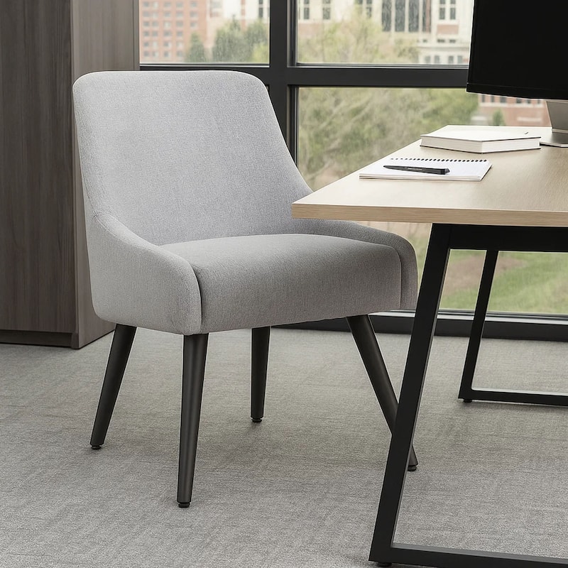 Boki Reception Guest Chair, Light Gray Poly-Linen, Soft Foam Seat