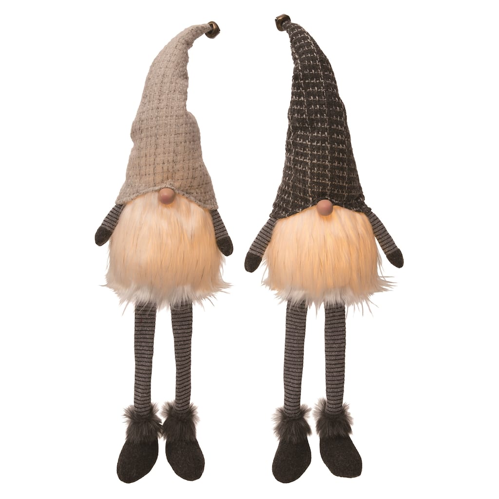 Transpac Plush L/U Xmas Gnome Sitter Set of 2 Christmas Home Decorations - Multicolor