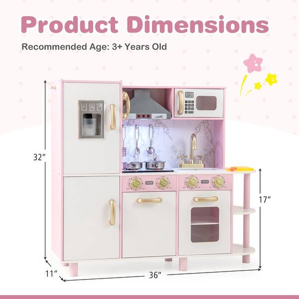 Gymax Kids Kitchen Playset w/ Apron Stoves Hood Oven Ice Maker