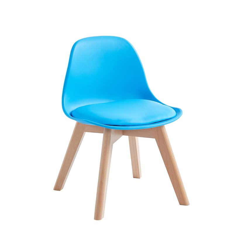 Porthos Home Brynn Kids Chair, Plastic Shell With Seat Cushion, Beech Wood Legs