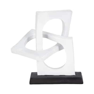 Sagebrook Home 10" Polyresin Links Sculpture in White and Black With Volcano Texture - 10" x 7" x 10"