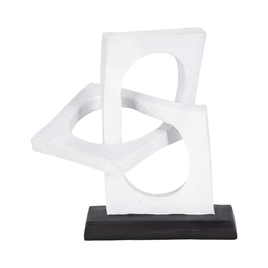 Sagebrook Home 10" Polyresin Links Sculpture in White and Black With Volcano Texture - 10" x 7" x 10"