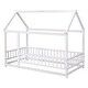preview thumbnail 35 of 71, Floor Wooden Bed with House Roof and Fence Guardrails for Kids' Bedroom