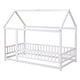 preview thumbnail 7 of 7, White Pine Wood House Frame Floor Bed with Fence Design, Easy Assembly, Imaginative Play Space